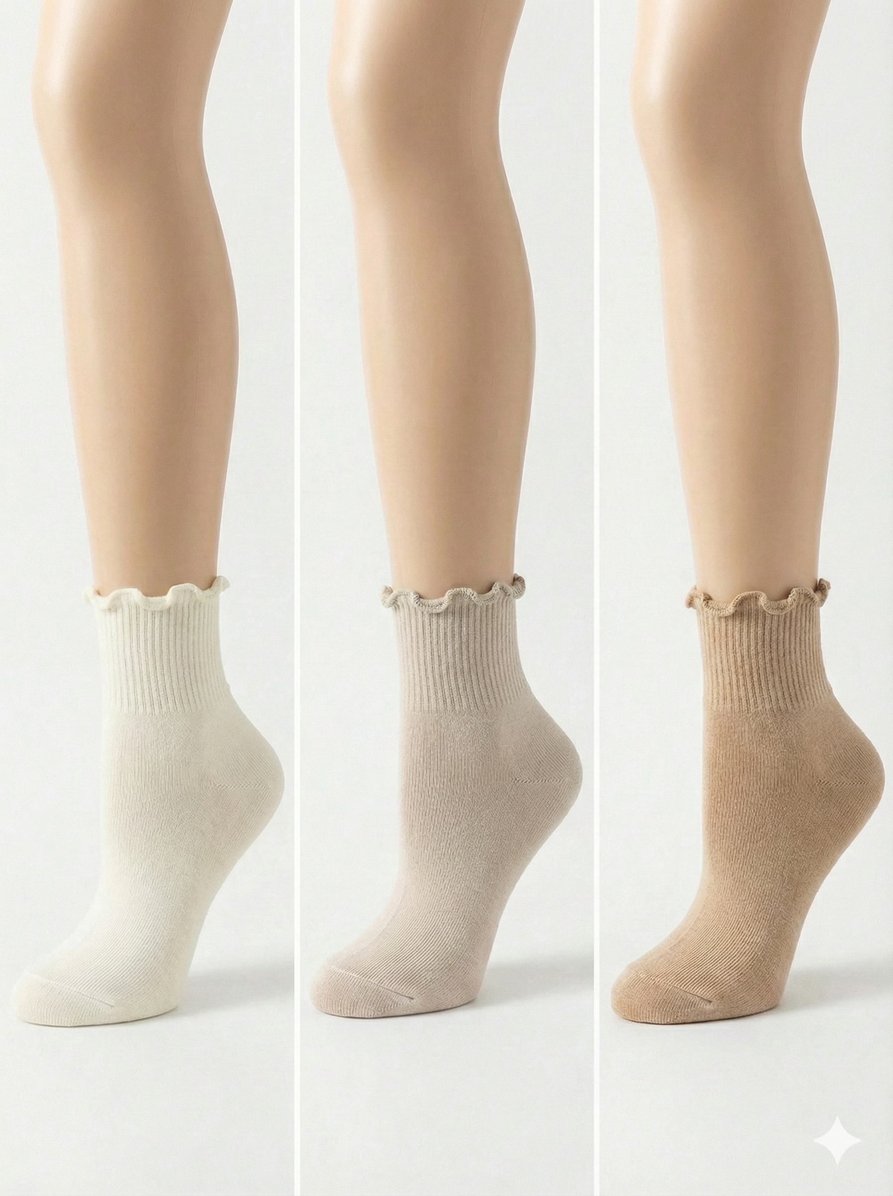 Basic Fırfır Detaylı 6 Adet Soket Çorap - Vintage Renk Serisi