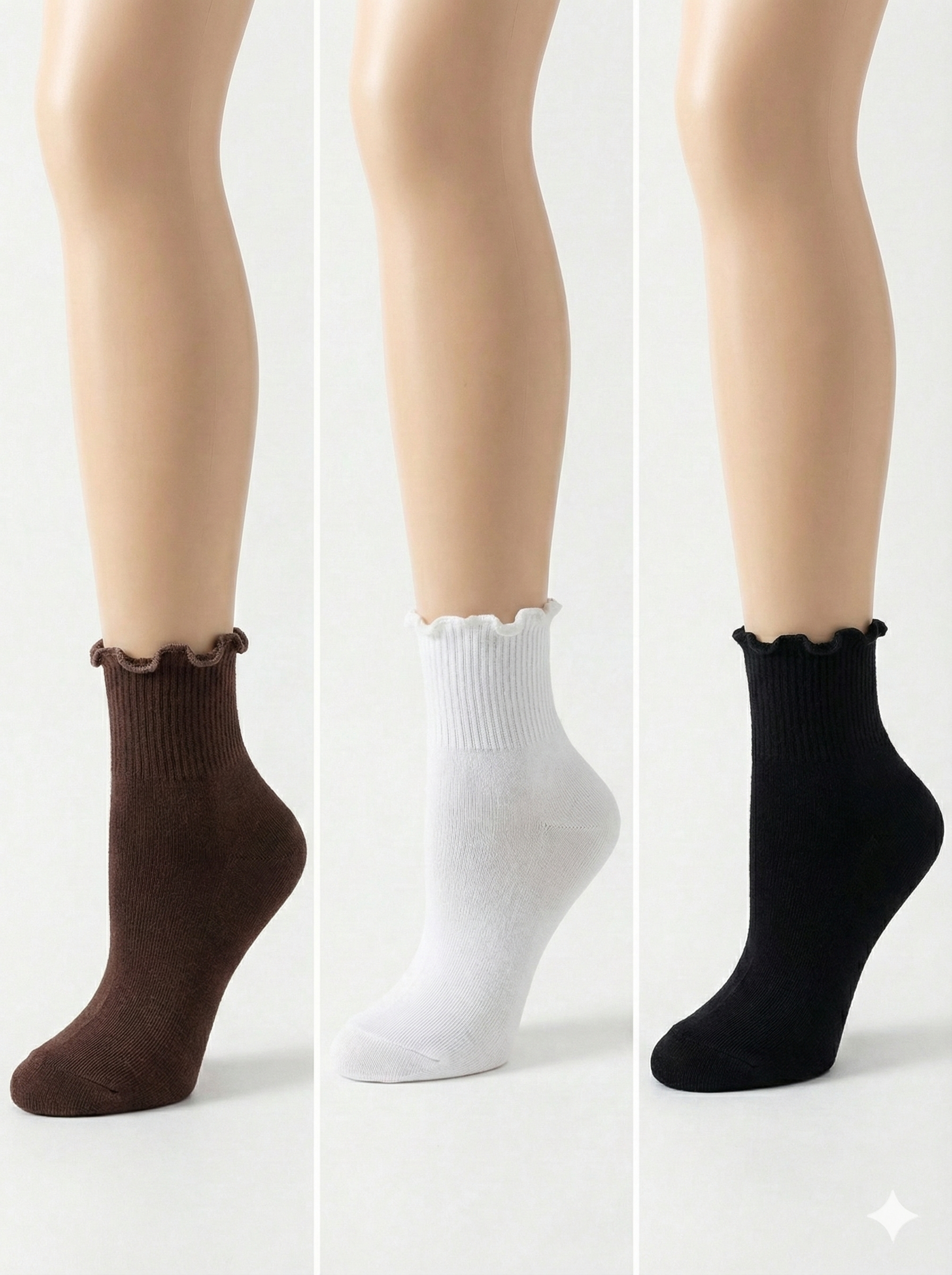 Basic Fırfır Detaylı 6 Adet Soket Çorap - Vintage Renk Serisi