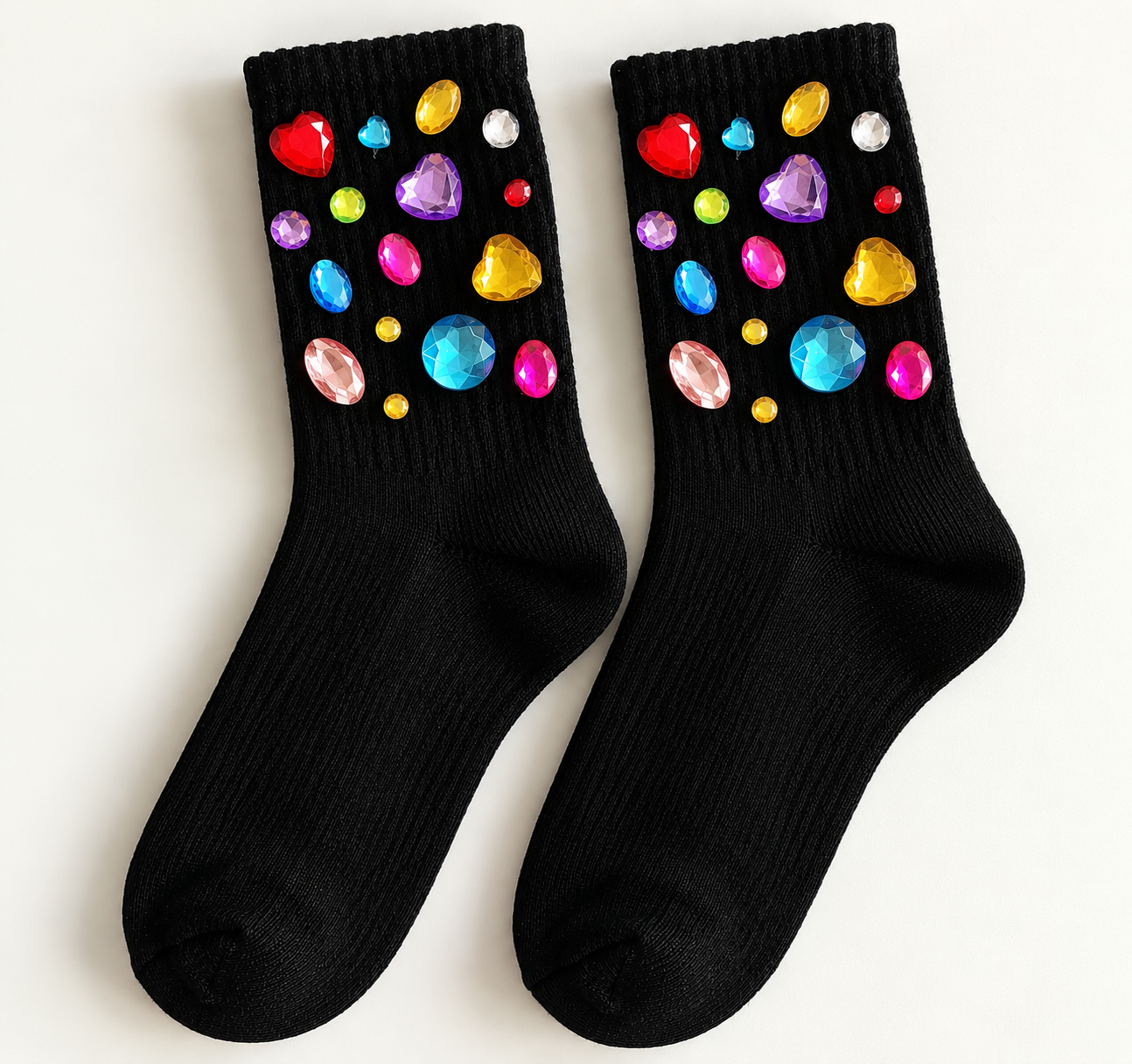 Renkli Taşlı Bedazzled Soket Çorap